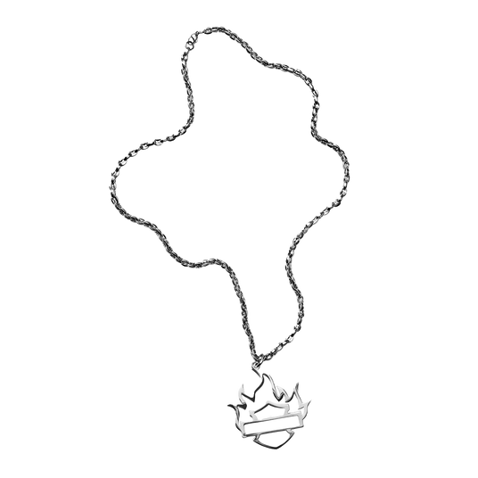 POST MALONE x H-D FLAMING BAR & SHIELD CHROME CHAIN NECKLACE 2
